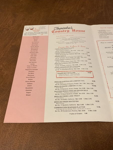 Topinkas Country House - Menu (newer photo)
